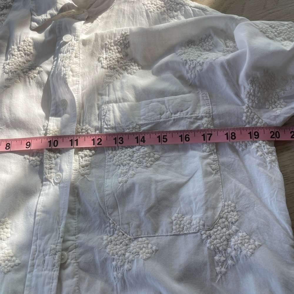 Zara Oversized White Patterned button down Shirt - image 4